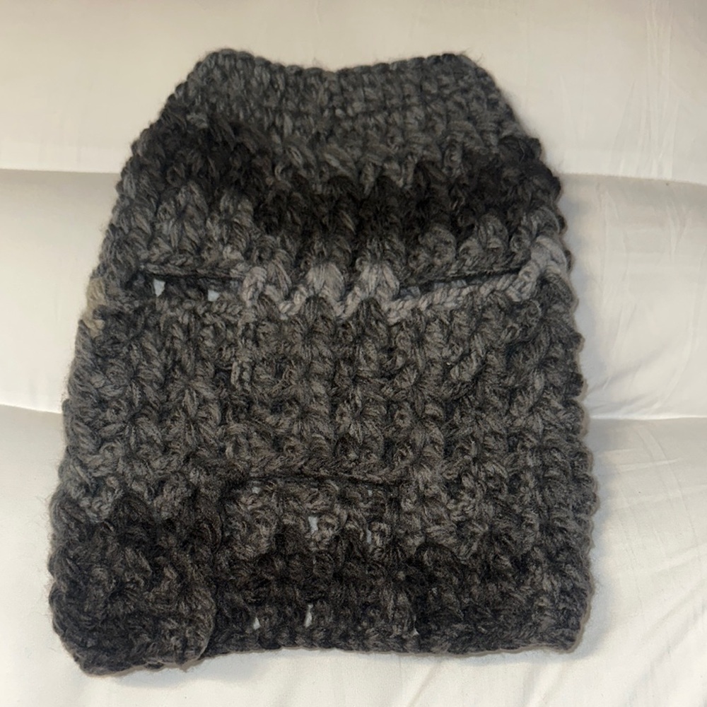 Hand Crafted Crochet dog Sweater Gray and Black - Picture 3 of 6